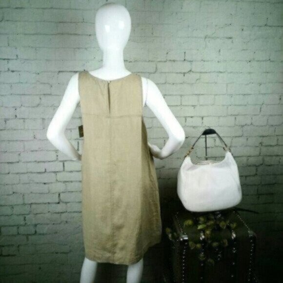 Forcynthia Linen Sleeveless Shift Dress Tan Size Small - Picture 3 of 5